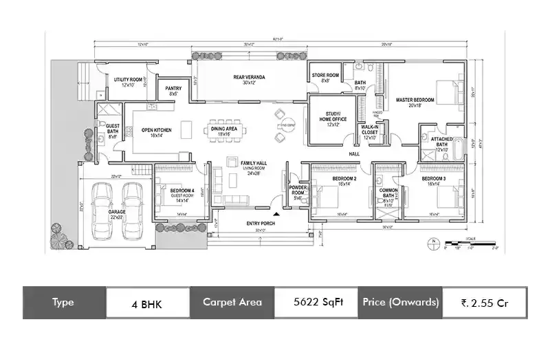 K Raheja Valletta 4 BHK floor plan, 5622 sq ft carpet area